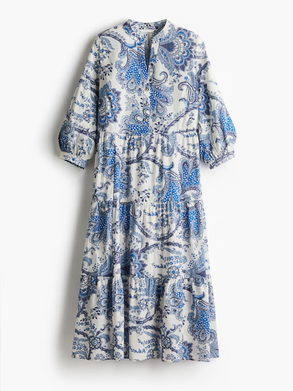 H&M Blue Paisley Tiered Dress